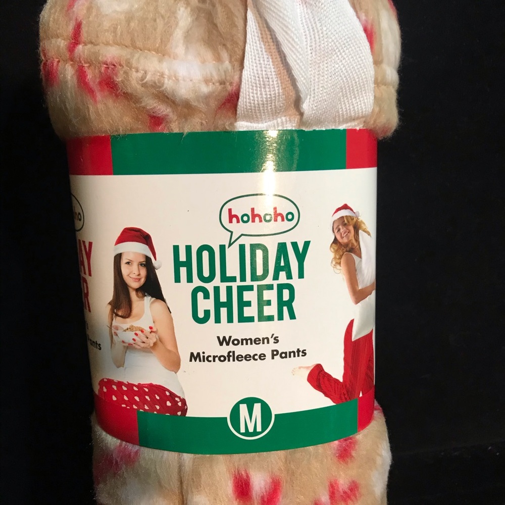 Christmas Pajama Pants Medium PJs Candy Canes Tan Red New with Tags - Picture 2 of 10